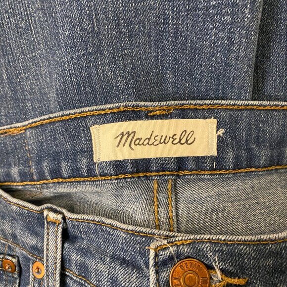 Madewell Women Slim Wide-Leg Crop Jeans Fray Hems Medium Blue Wash Size 27 - Picture 8 of 10